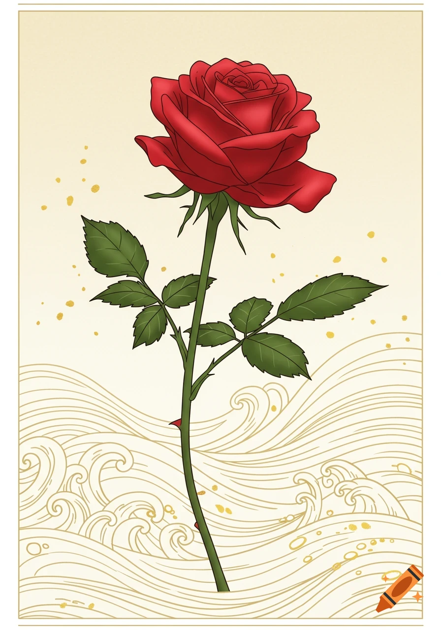 Red and Yellow Rose Digital Drawing created on Craiyon, image size:896x1280