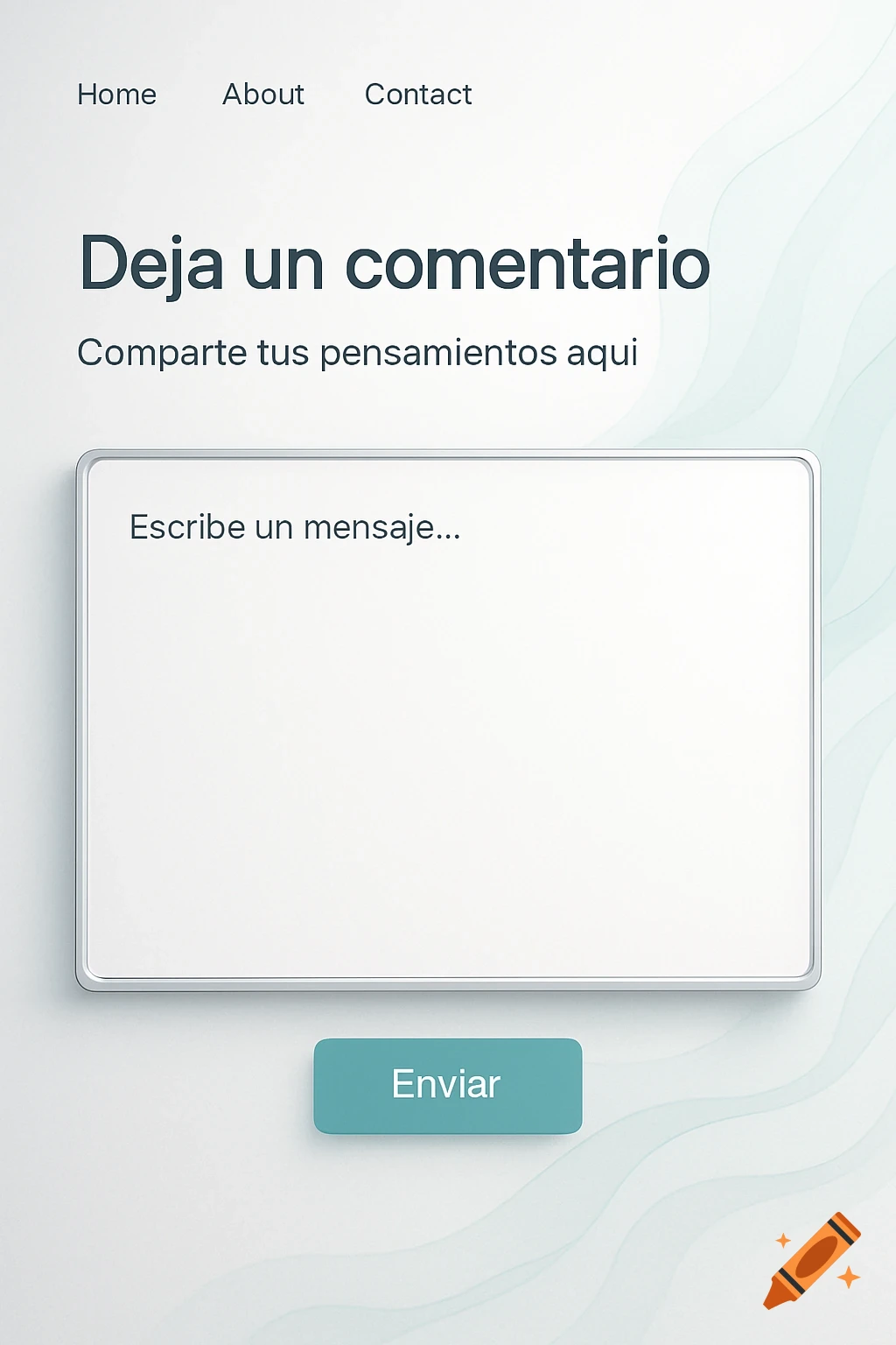 A clean webpage interface with a Spanish comment form, text input, and 'Enviar' button.