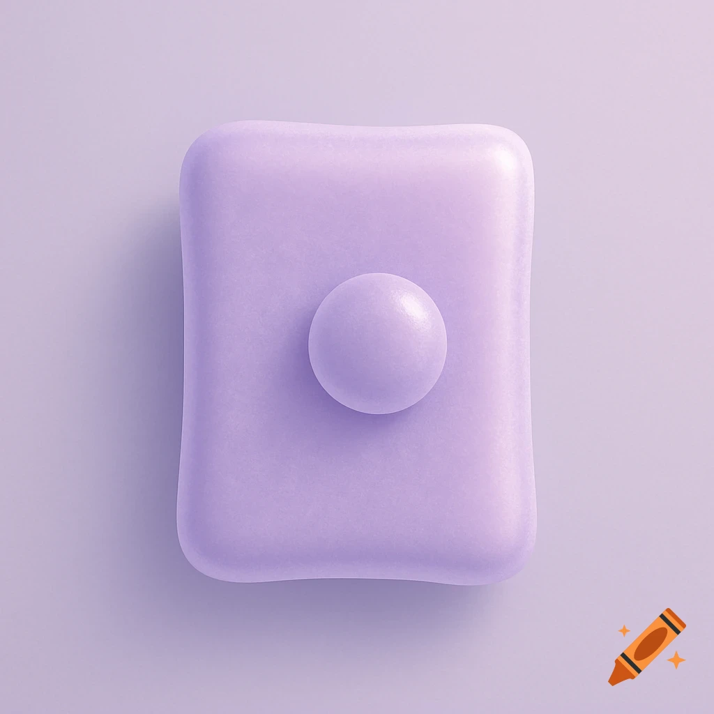 A soft-edged light purple rectangle with a centered light purple sphere on it, against a lighter purple background.