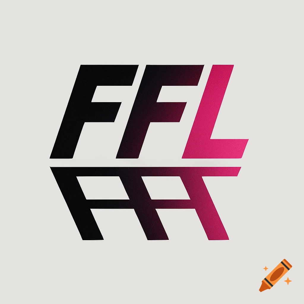 A black and pink FFL logo with a gradient, mirrored below on a light gray background.