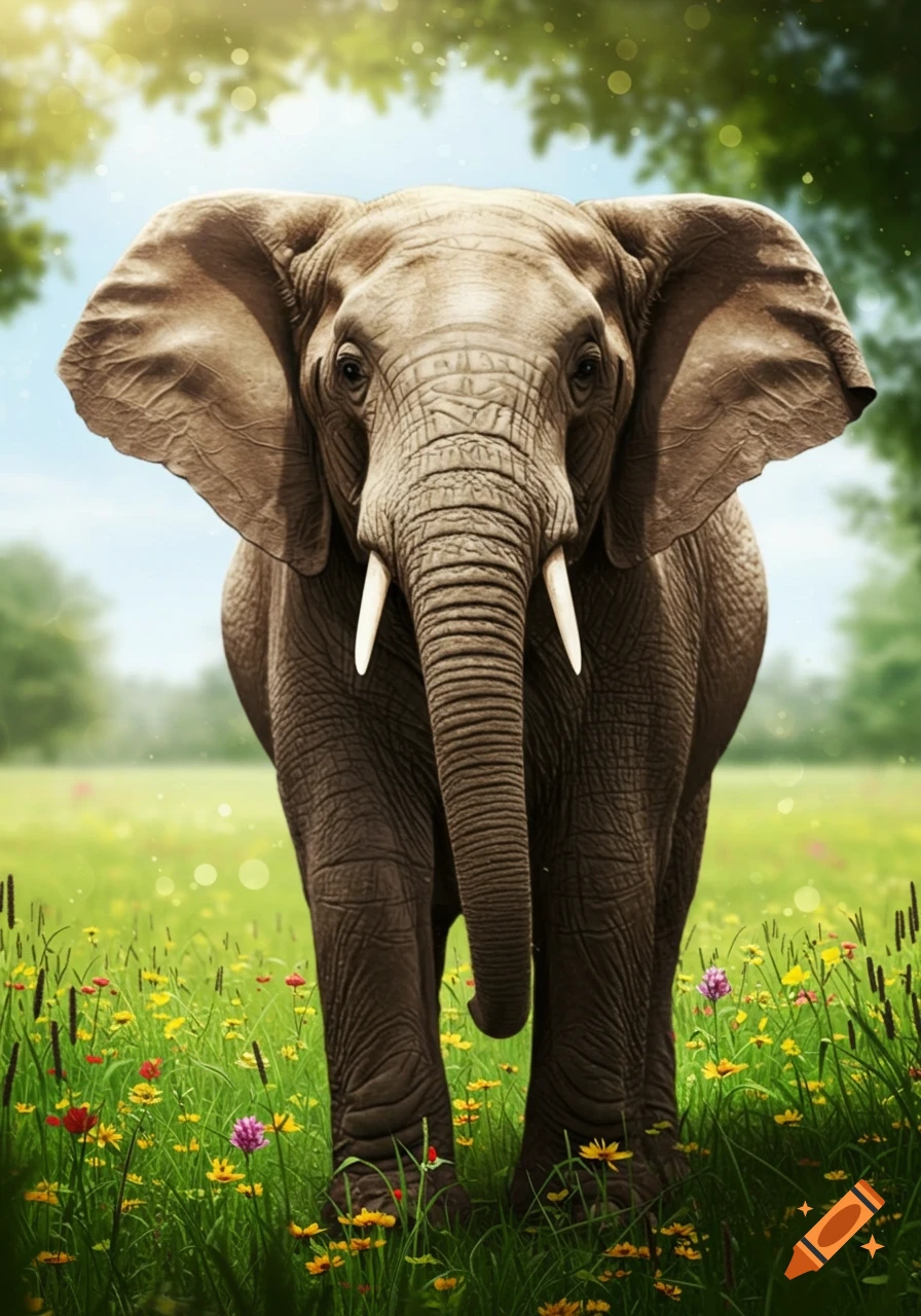 Grappige afbeelding van een olifant op een fiets on Craiyon, image size:896x1280