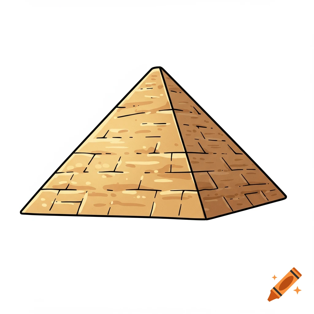 A simple, clean illustration of a brown-orange Egyptian pyramid on a white background.
