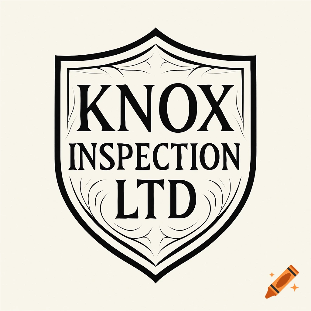 A black and white logo featuring an intricate shield design with the text "KNOX INSPECTION LTD" in the center.