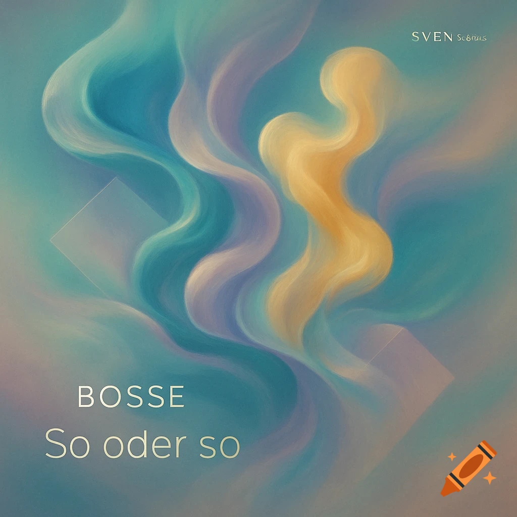 Abstract album cover art featuring flowing blue, turquoise, purple, and orange wavy shapes, with text "BOSSE So oder so" and "SVEN S Music".