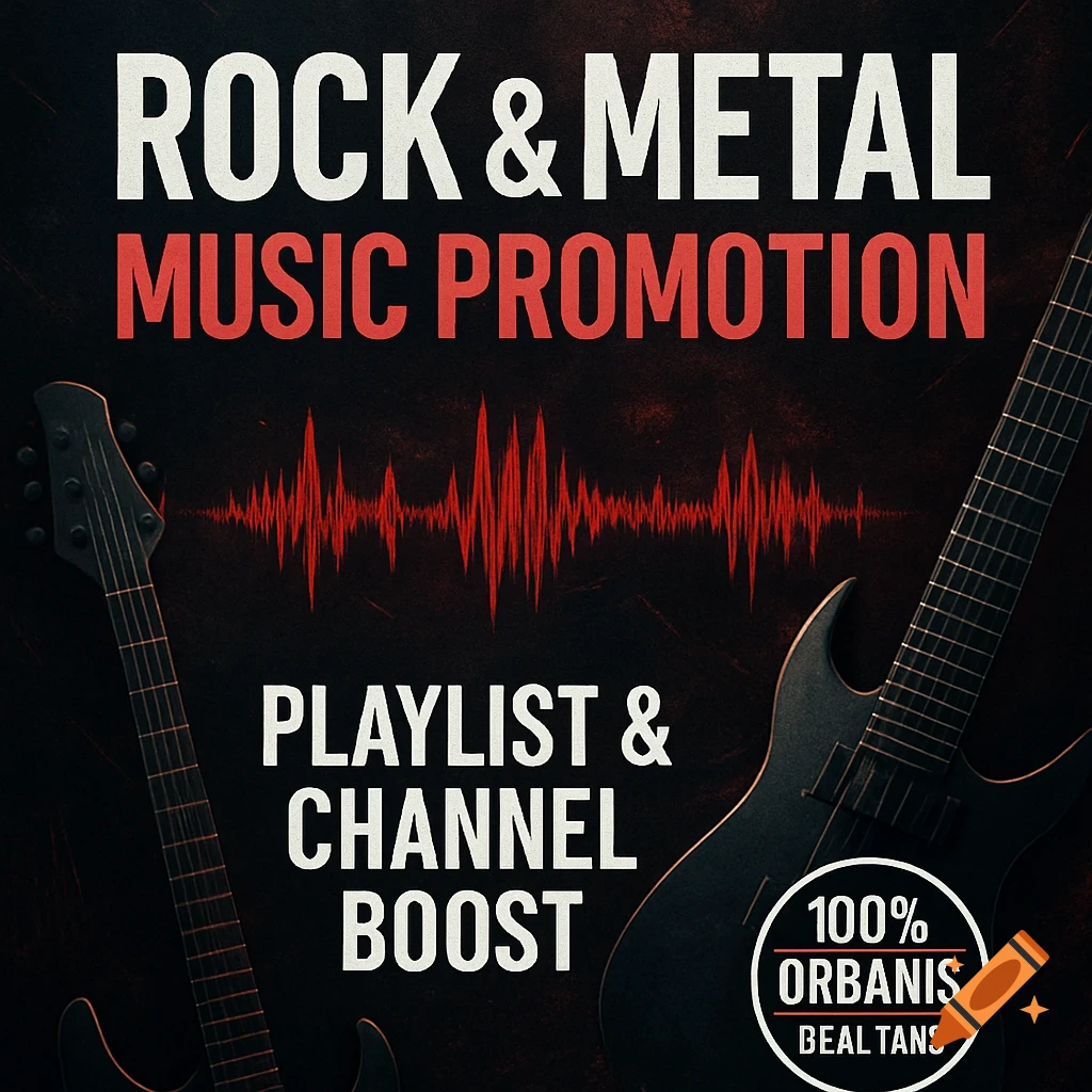 Fiverr gig image for music promotion featuring dark electric guitars, a red sound wave, and text.