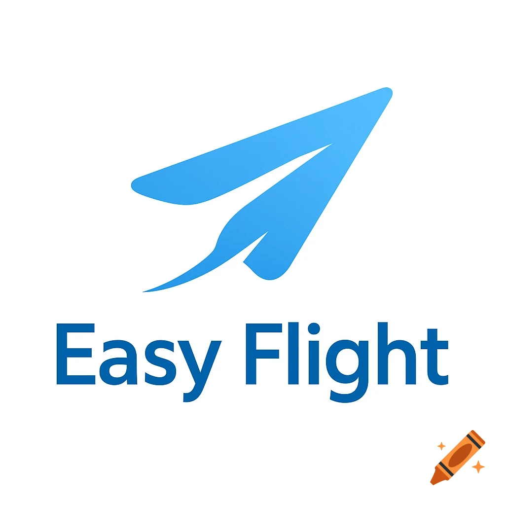 A blue paper airplane logo with the words 'Easy Flight' in blue text below it on a white background.