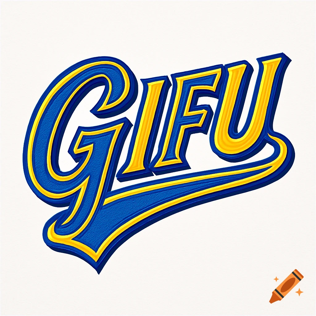 The word GIFU in a blue and yellow 3D baseball-style font.