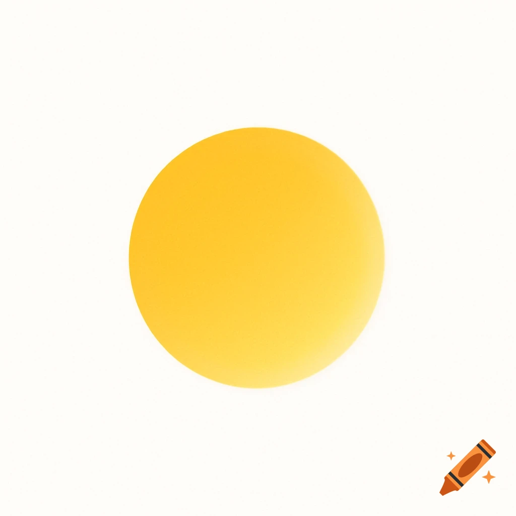 A minimalist abstract yellow circle, resembling a sun, on a white background.