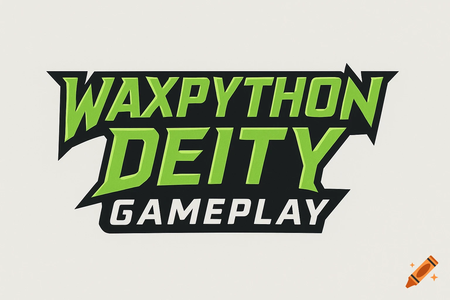 A stylized logo featuring "WAXPYTHON DEITY" in bold green text with a black outline, and "GAMEPLAY" in white text below, all against a light gray background.