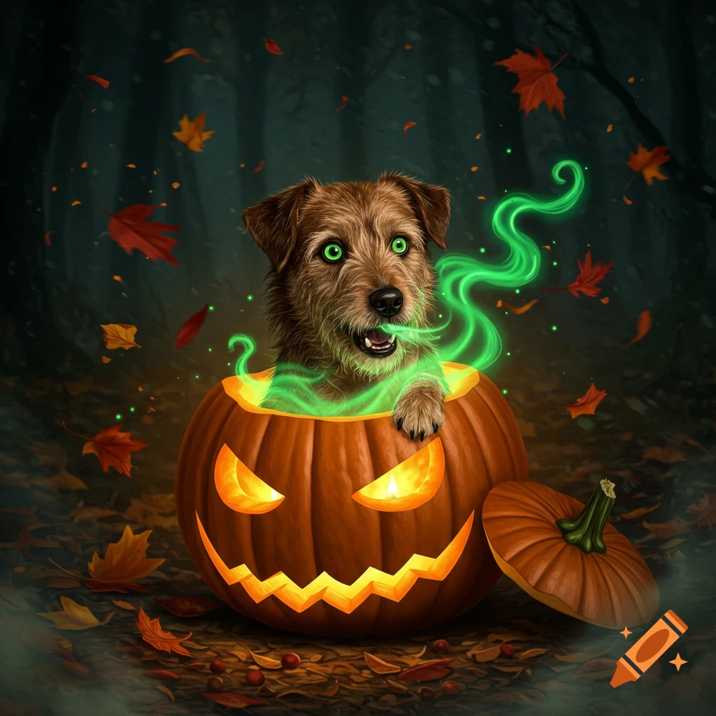 Frodo Baggins With a Spooky Pumpkin created on Craiyon, image size:1024x1024