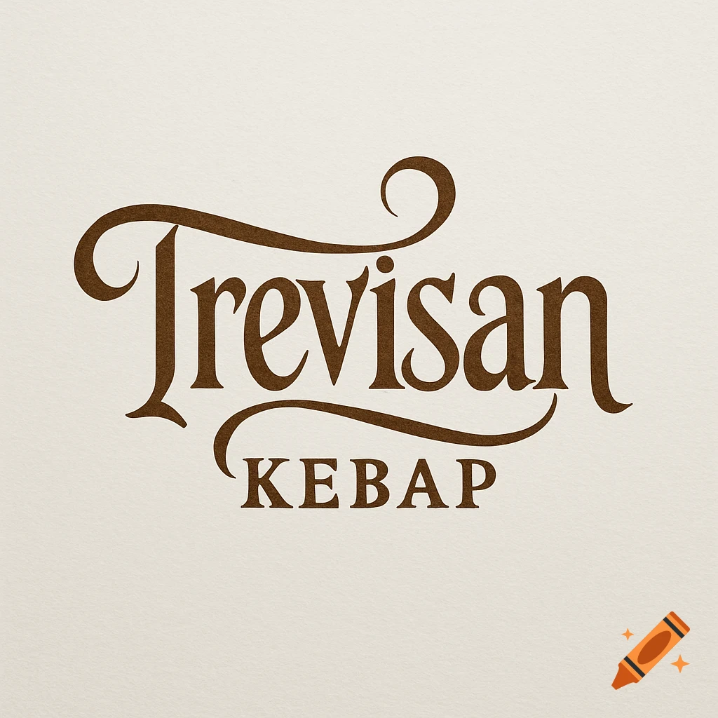 A brown typographic logo for 'Trevisan KEBAP' with decorative flourishes, set against a light textured background.