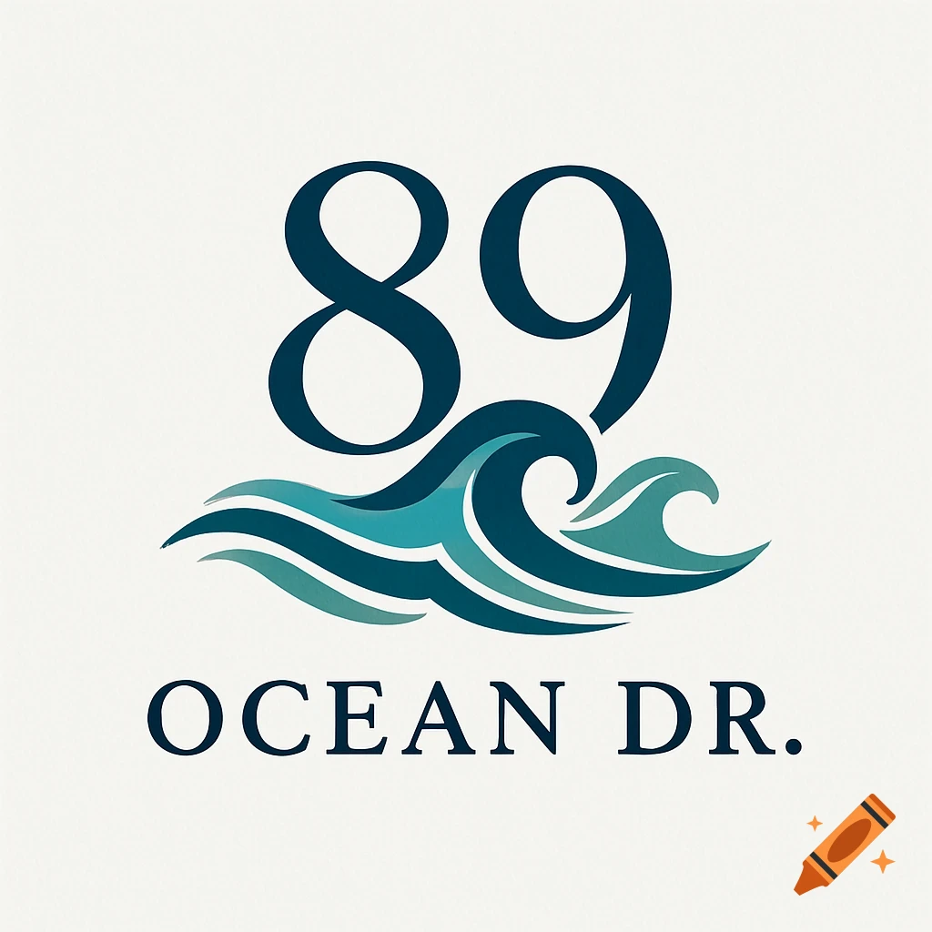 Logo with number 89, stylized blue waves, and 'OCEAN DR.' text on a white background.