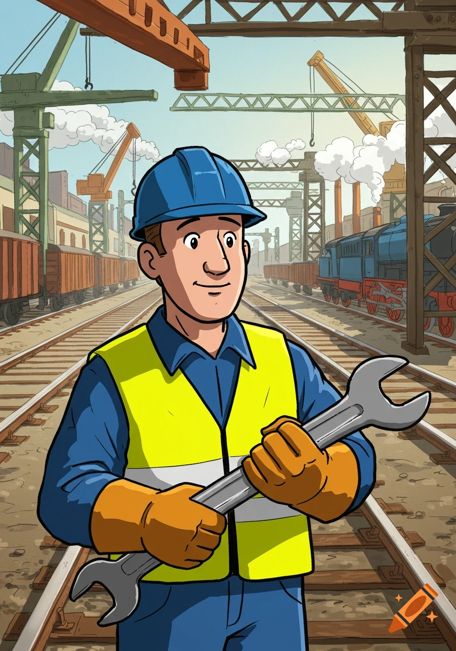 Portrait of an Asian Locomotive Engineer created on Craiyon, image size:896x1280