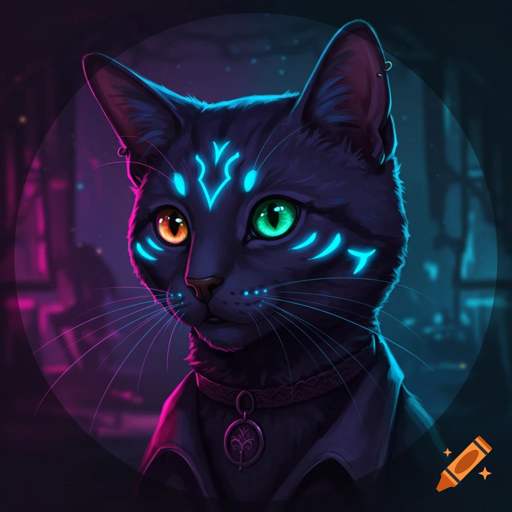 Dark Blue Cat With Pink Eyes created on Craiyon, image size:1024x1024