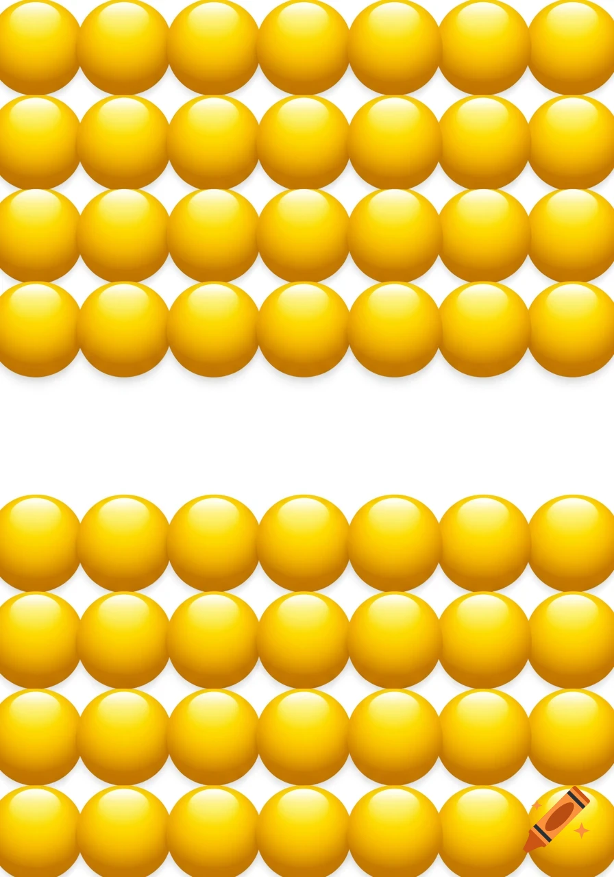 Two blocks of closely-packed, glossy yellow spheres in a vector art style on a white background.