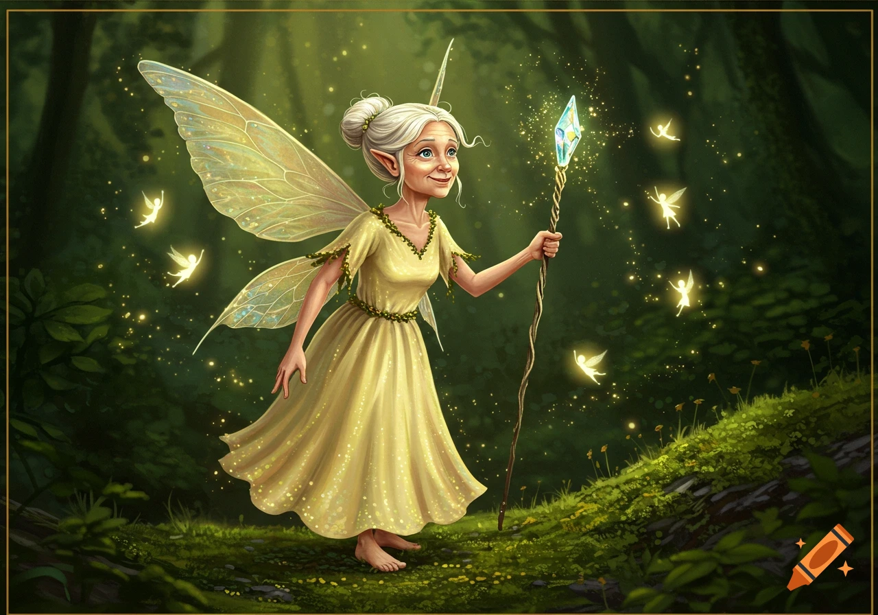 Tinkerbell with long black hair and brown eyes on Craiyon