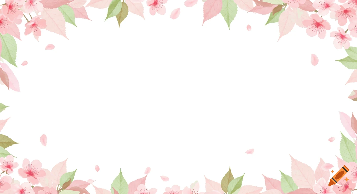 Spring Floral Border in Baby Blue and Pale Pink on White Background created  on Craiyon, image size:1408x768