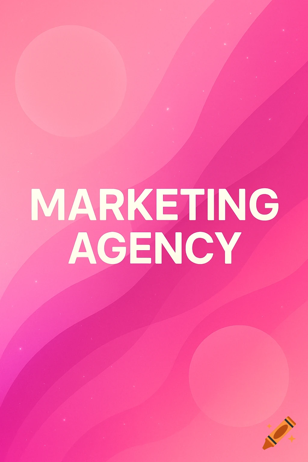 White text "MARKETING AGENCY" on a vibrant pink background with wavy patterns and faint lighter pink circles.