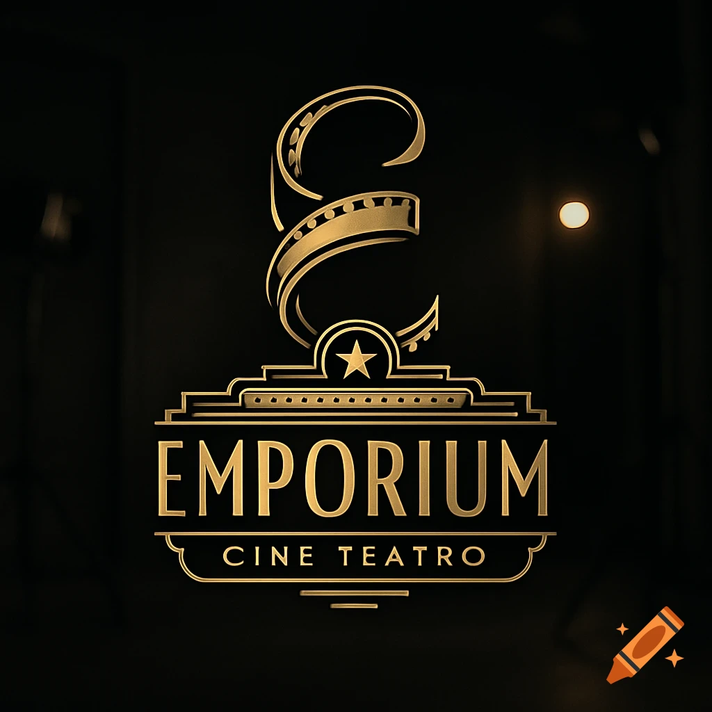 Gold Art Deco style logo for Emporium Cine Teatro on a black background.