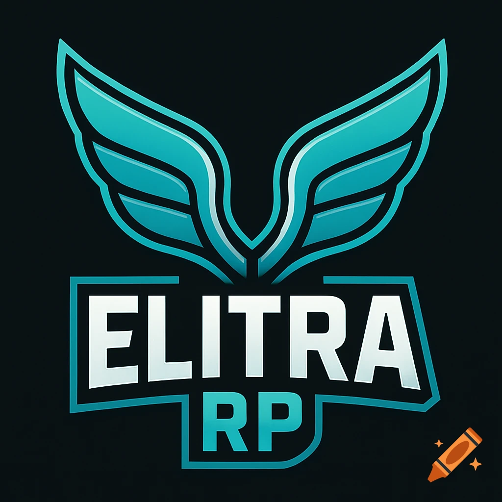 A gaming logo featuring stylized teal wings above the text ELITRA RP in a teal-outlined box.