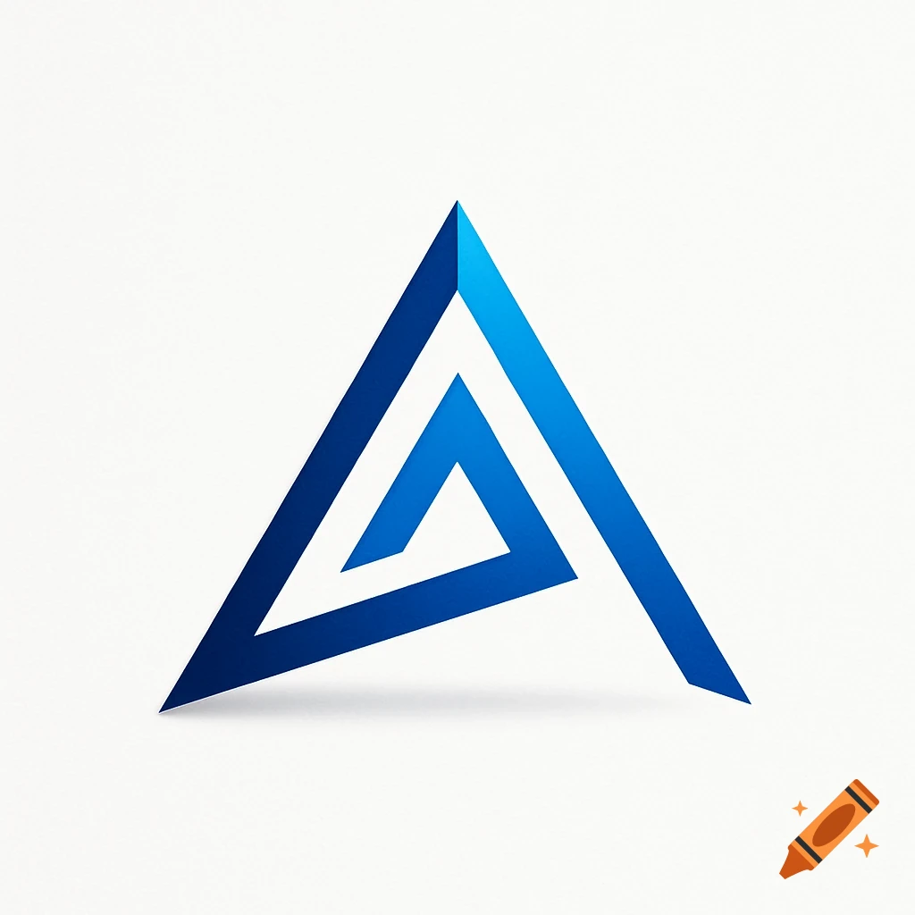 A modern business logo featuring an abstract blue triangle design with a lighter blue inner triangle, on a white background.