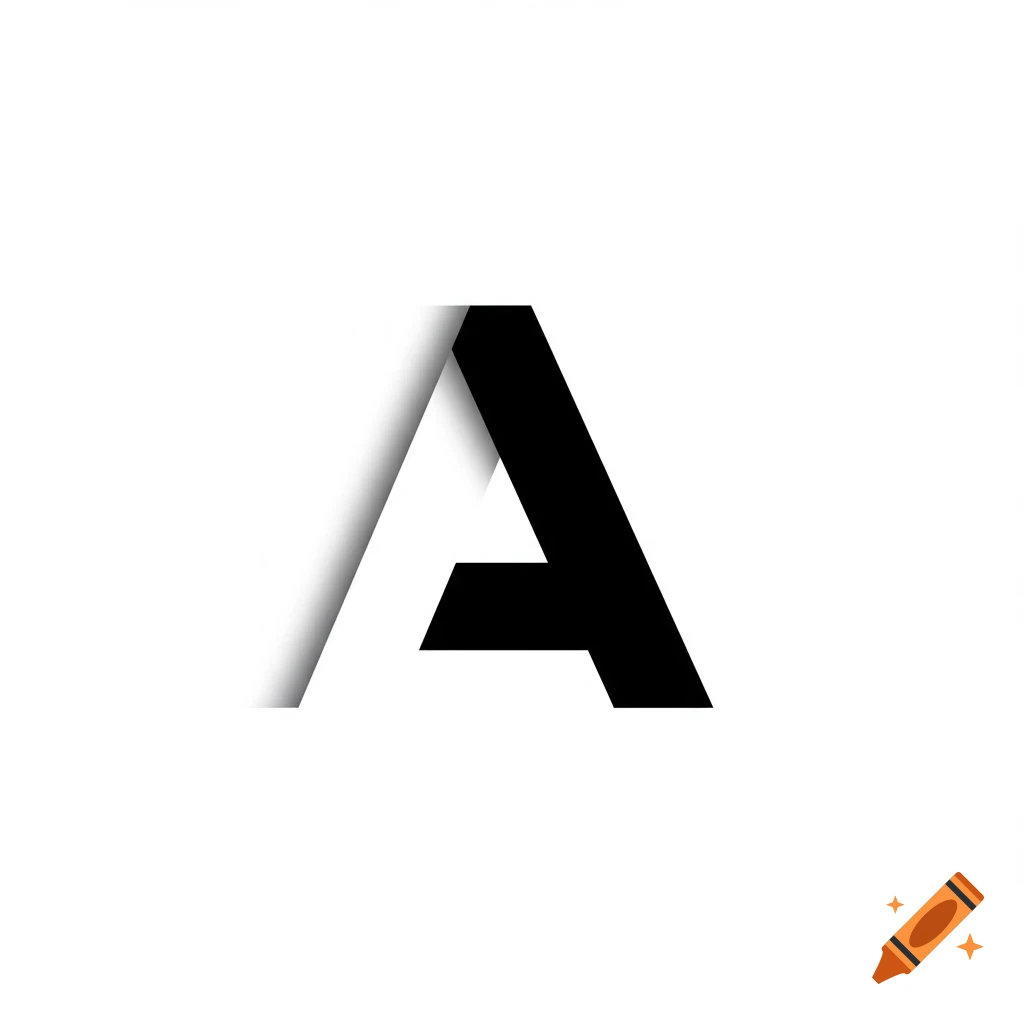 A stylized black capital letter A with a white shadowed edge on a white background.