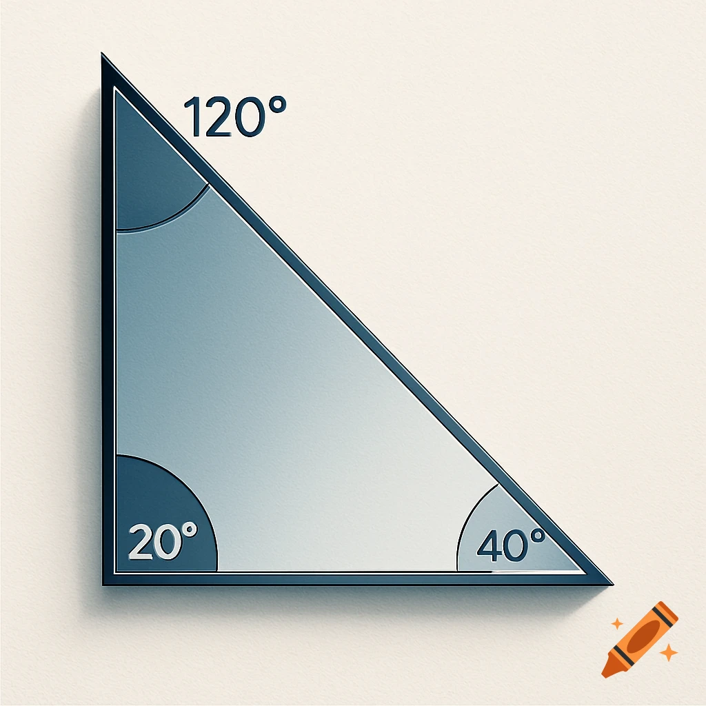 A blue shaded triangle with angles labeled 120 degrees, 20 degrees, and 40 degrees.