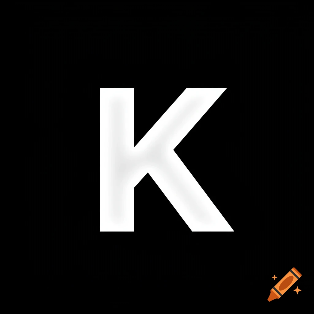 A white uppercase letter K on a black background.