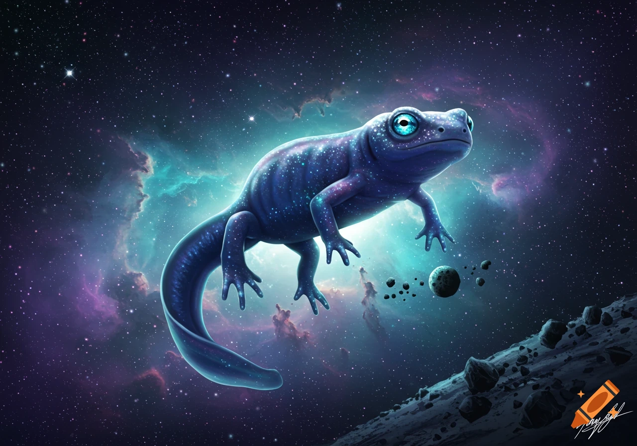 A Space Lizard in a Nebula created on Craiyon, image size:1280x896