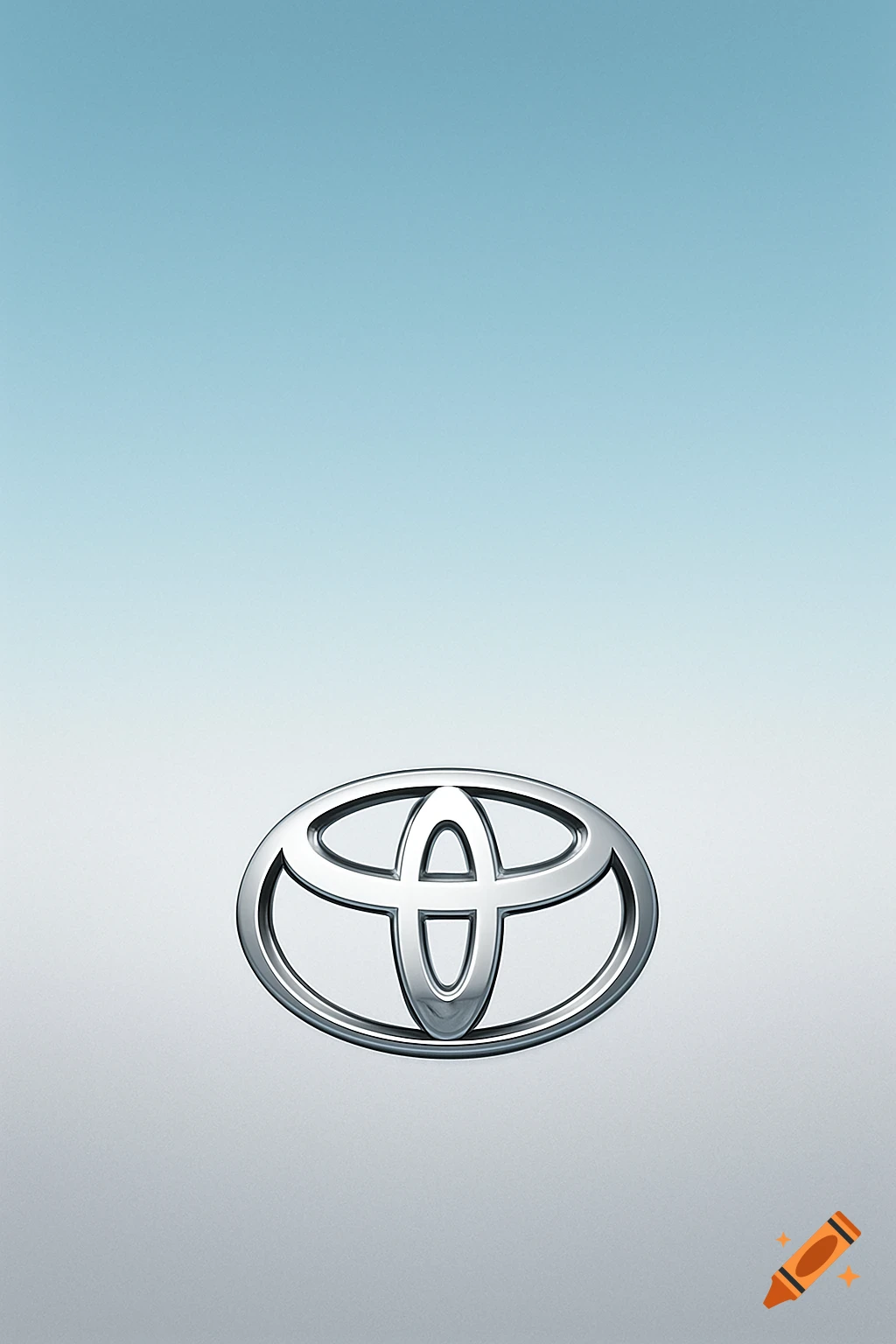 A metallic silver Toyota logo centered on a gradient background transitioning from light blue at the top to white at the bottom.