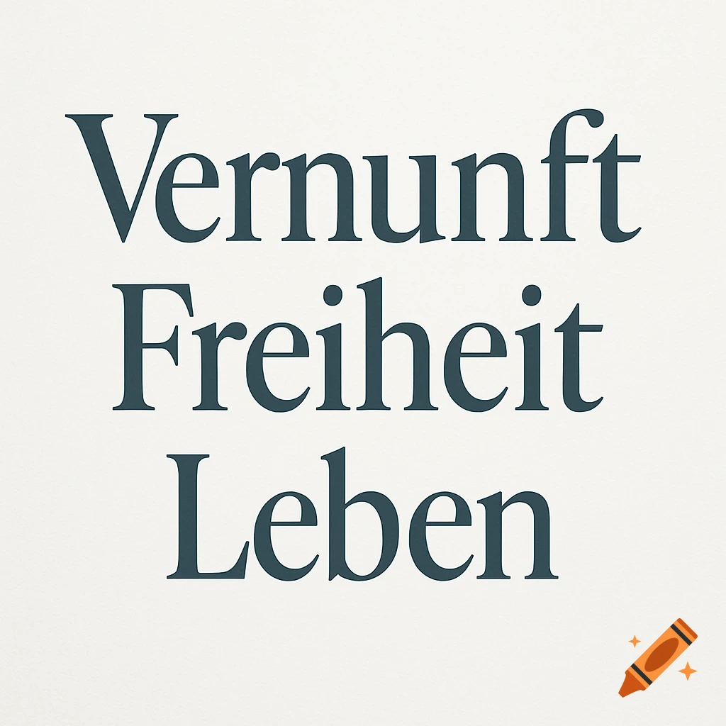 The German words 'Vernunft', 'Freiheit', 'Leben' (Reason, Freedom, Life) in dark serif font on a light, textured background.