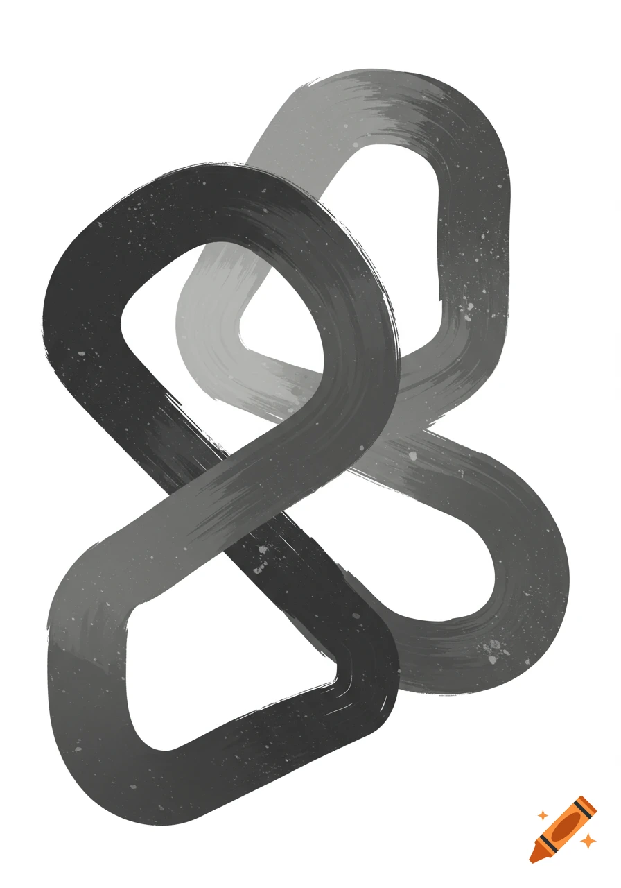 Two overlapping gray brushstroke shapes with a textured, abstract quality on a white background.