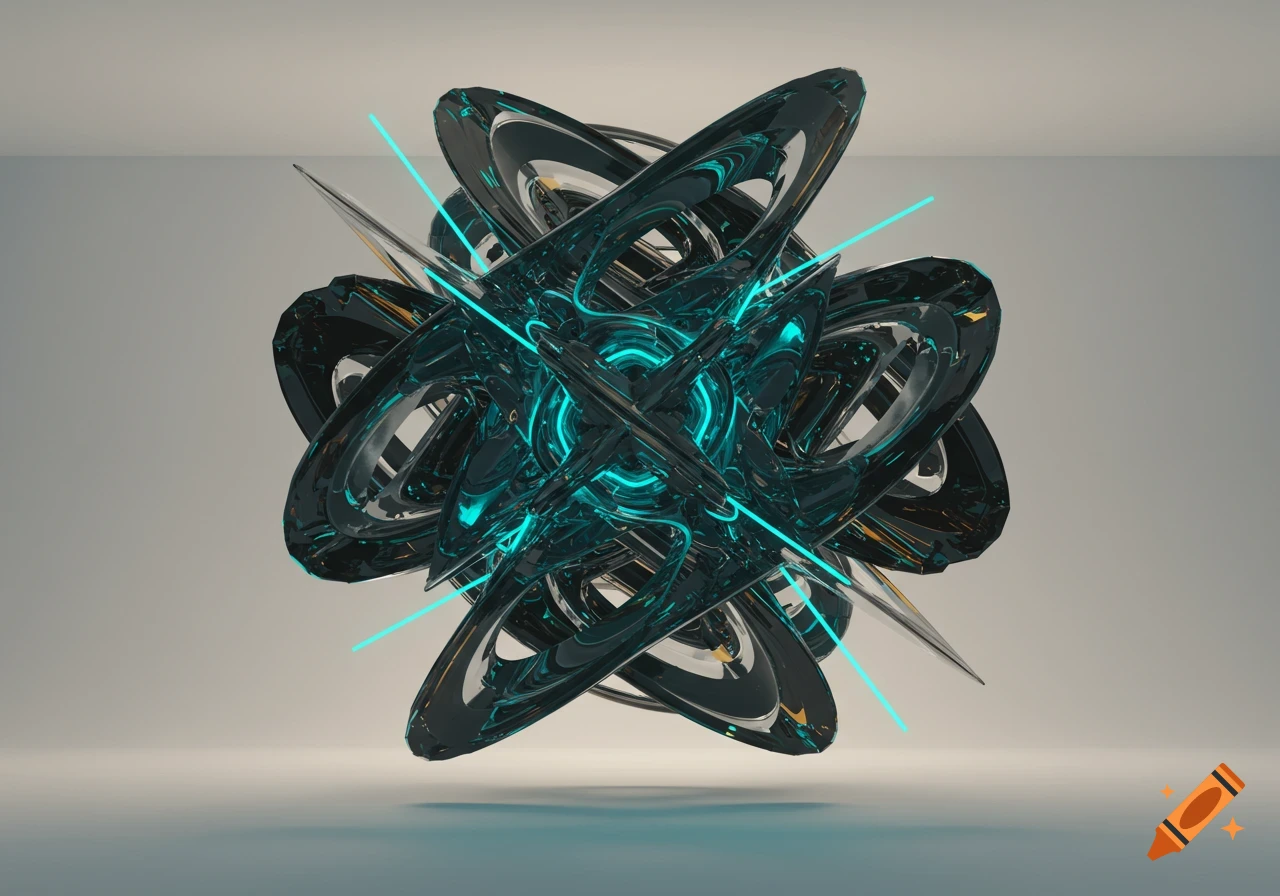 A metallic, dark gray spiky sphere with sharp spikes floating against a  plain light background. on Craiyon, image size:1280x896