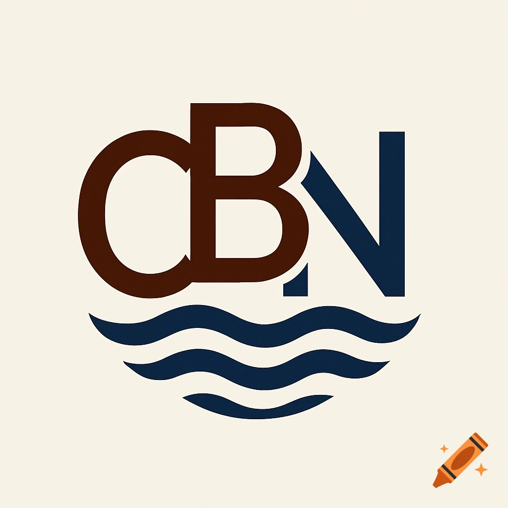 A logo featuring stylized letters 'CBN' with 'C' and 'B' in brown, 'N' in dark blue, above three dark blue waves.
