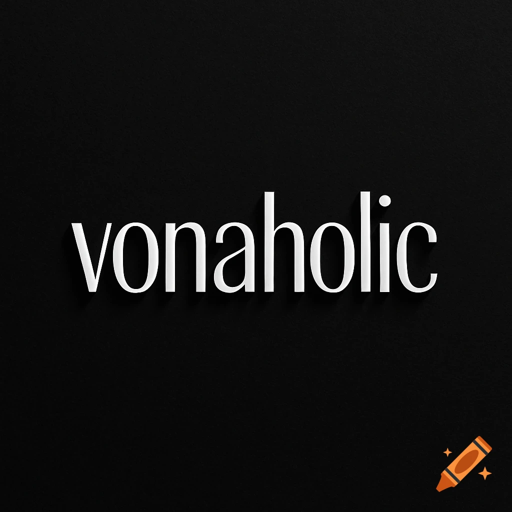 The word 'vonaholic' in white letters with a subtle shadow against a solid black background.