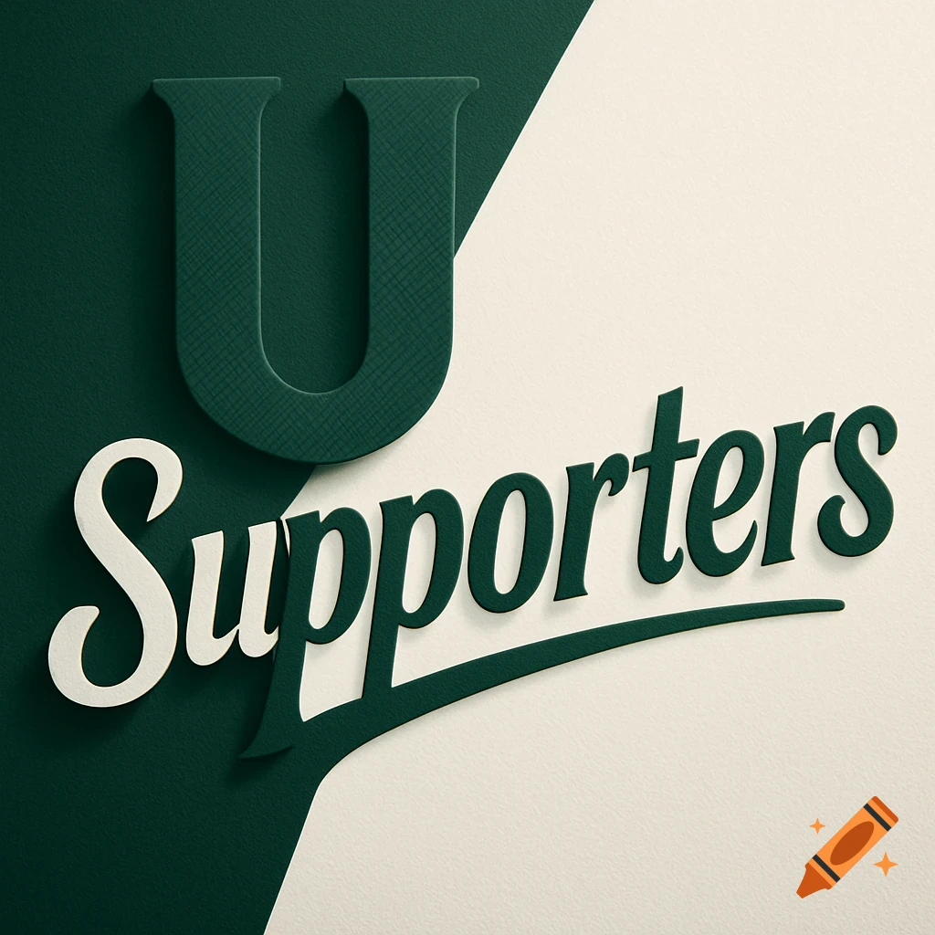 Stylized text "U Supporters" in dark green and white, with the letter U embossed and "Supporters" in cursive.