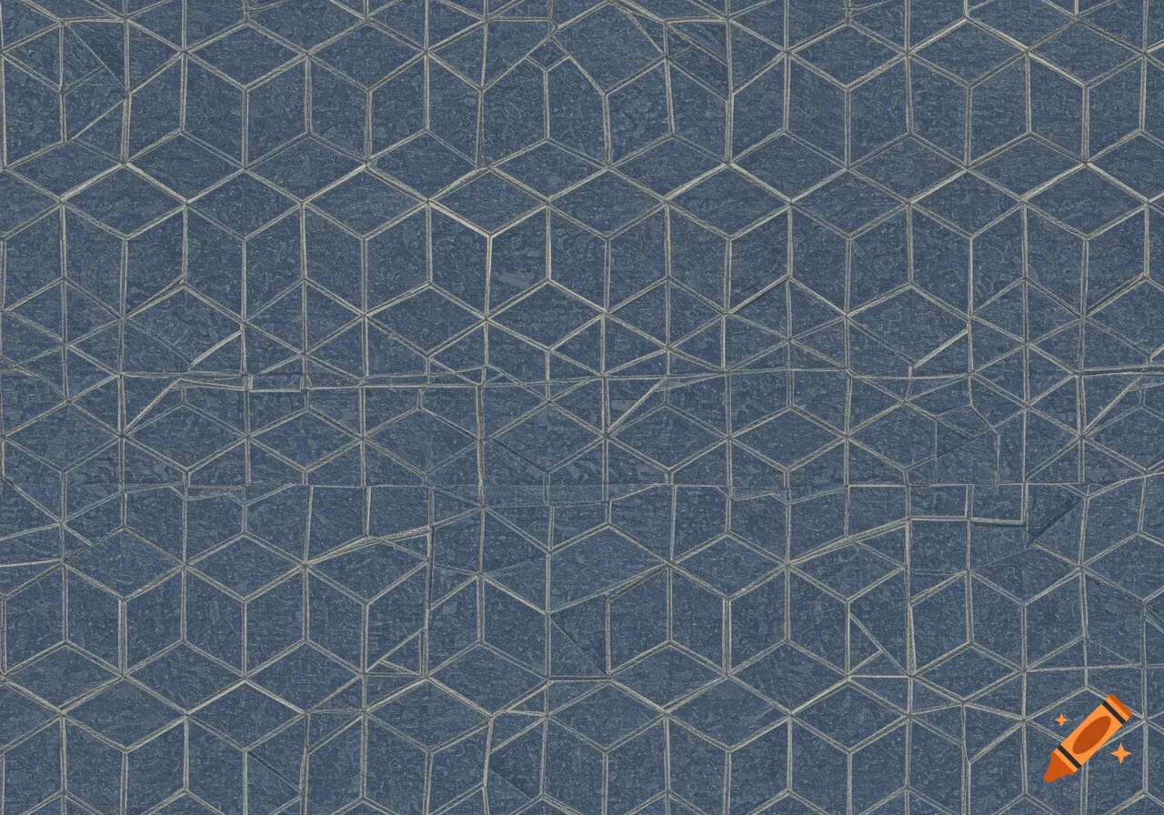 Blue and grey textured geometric pattern of tessellated cubes and hexagons.