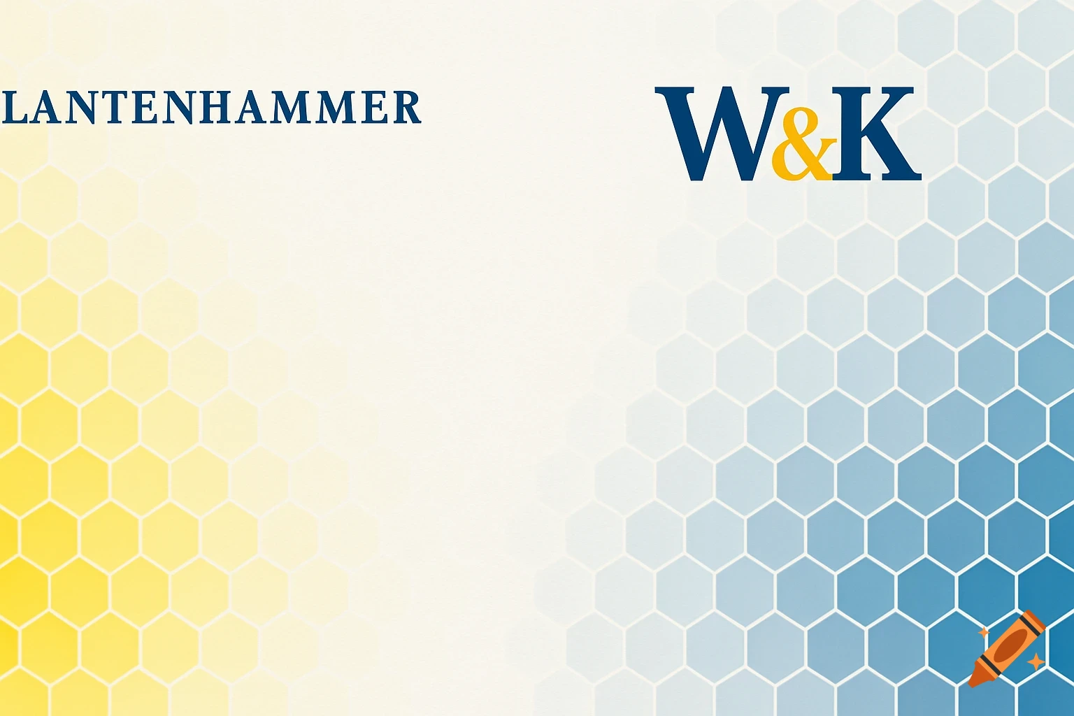 Abstract background with yellow and blue hexagonal gradient pattern, featuring 'LANTENHAMMER' and 'W&K' logos.