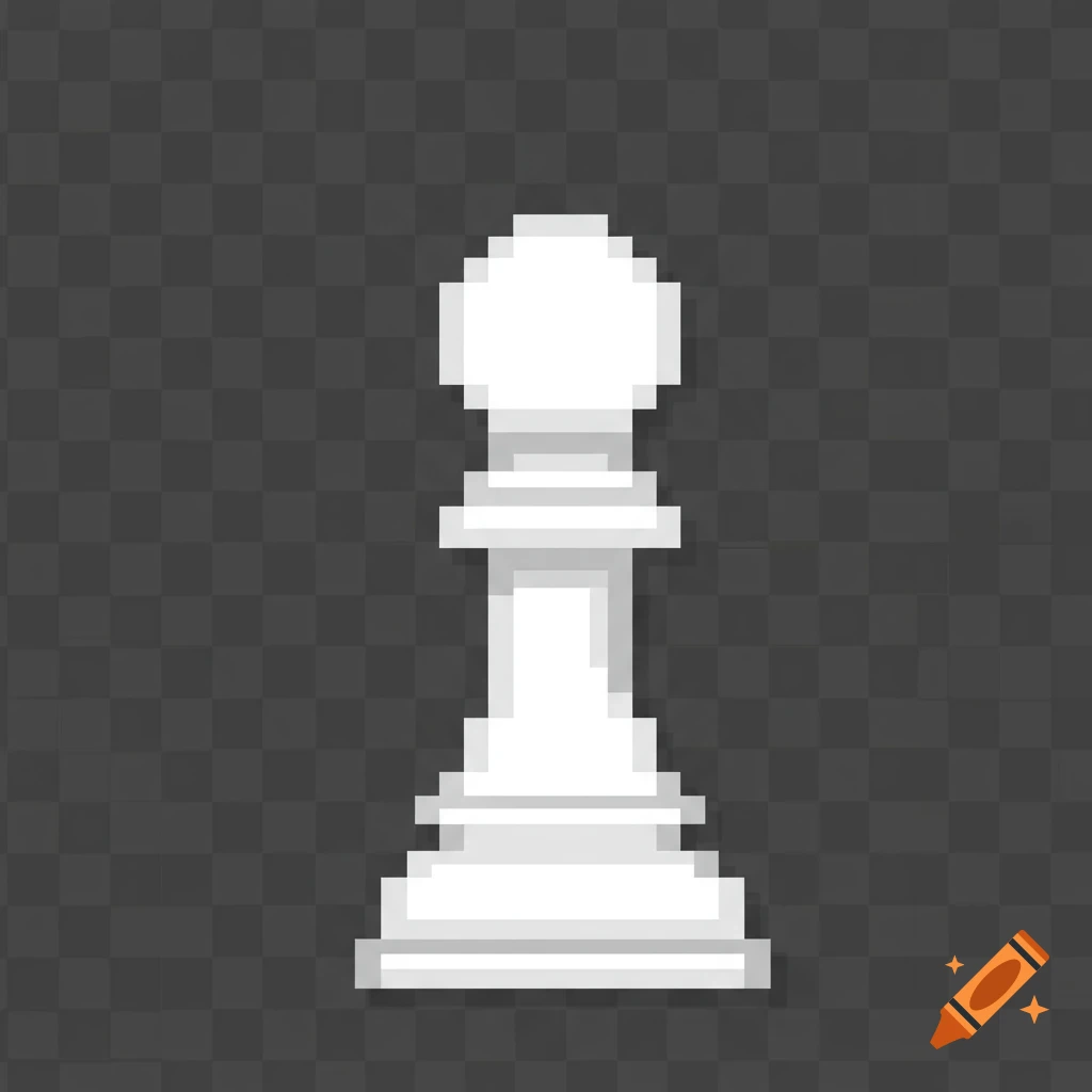 A white pixel art chess pawn on a transparent background.