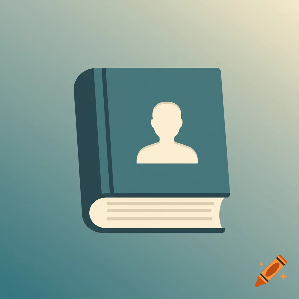 A teal book with a white silhouette of a person on the cover in a clip art style.