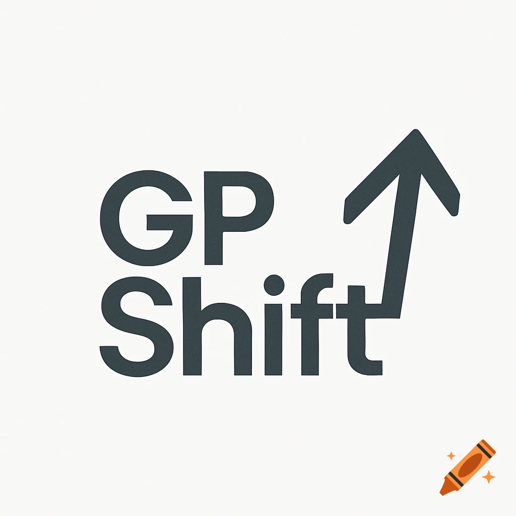A minimalist logo with dark gray text "GP Shift" and an upward-pointing arrow.