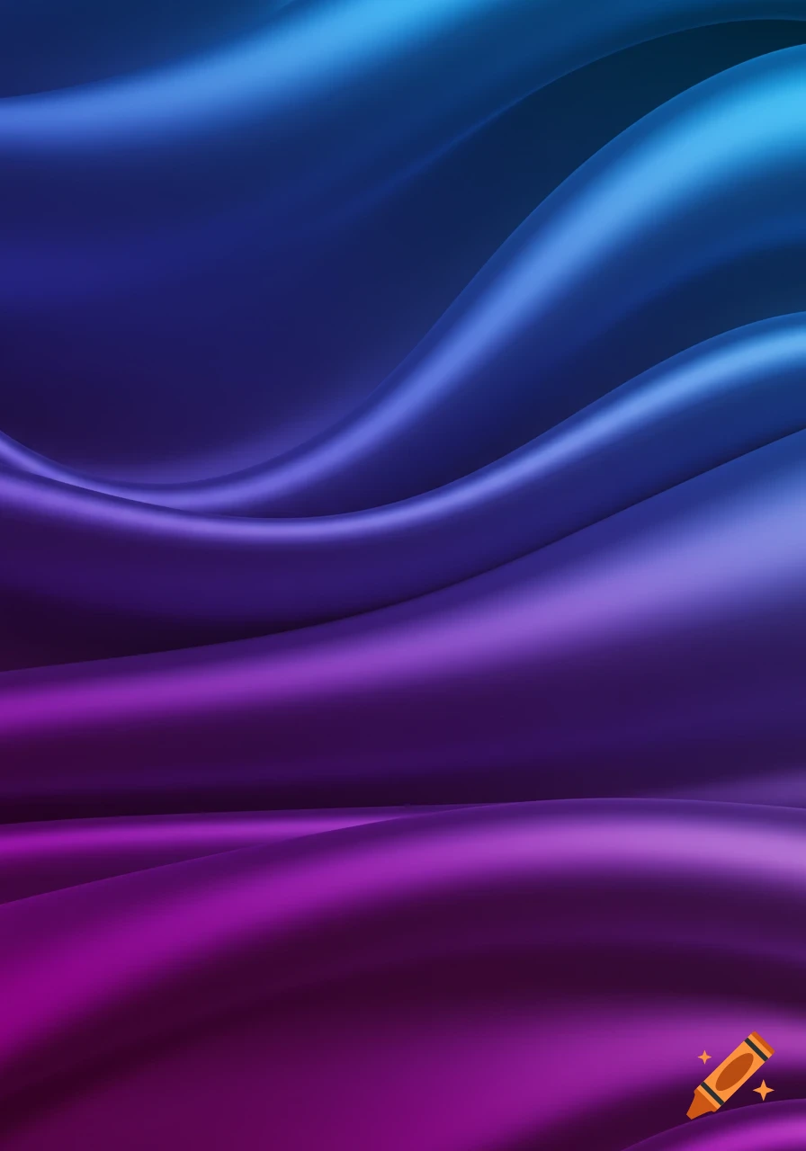 Abstract background of flowing, iridescent silk fabric in vivid blue, purple, and magenta gradient hues.