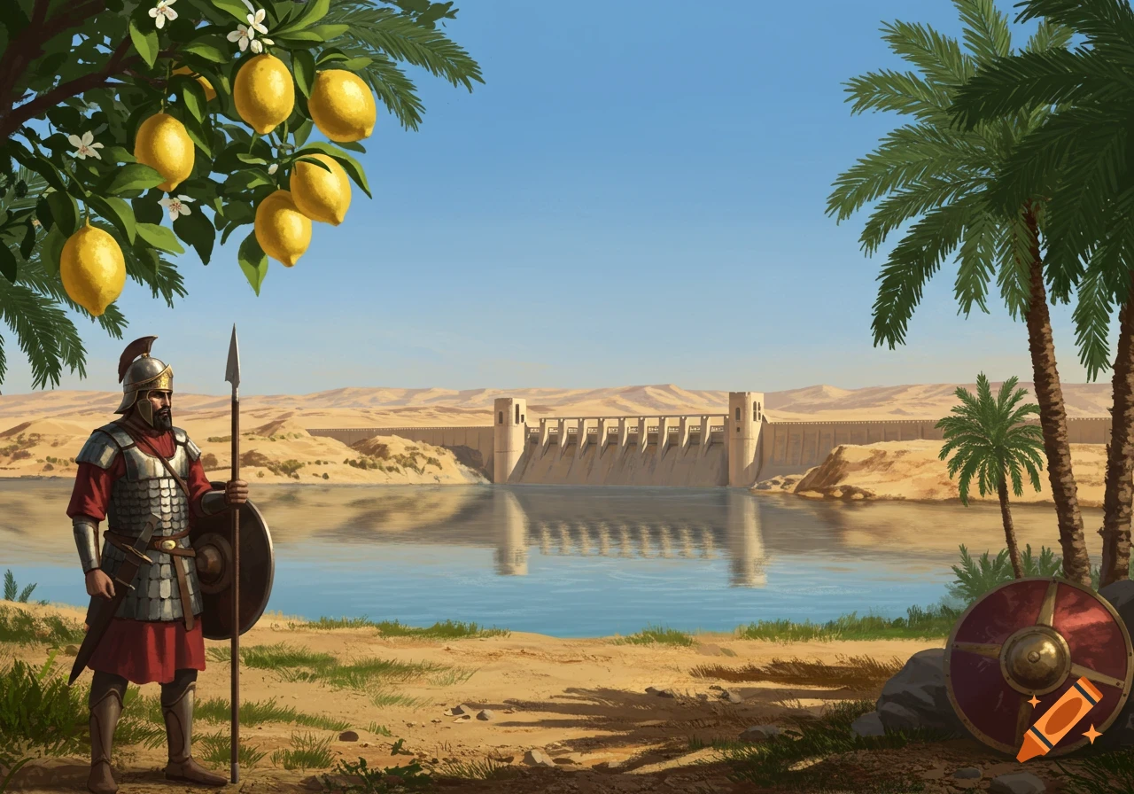 شخص في واحة صحراوية مصرية مع ضباب صباحي