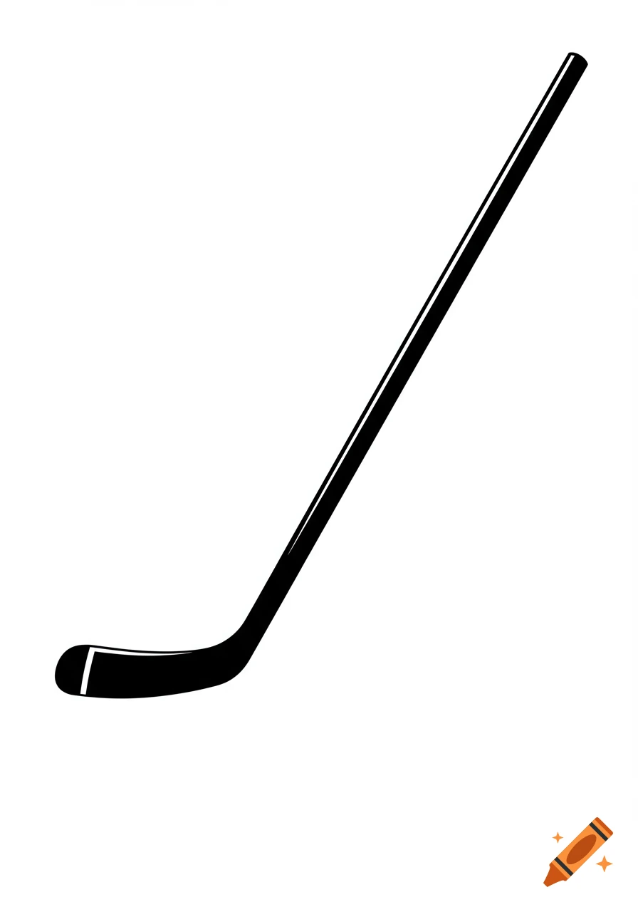 Black silhouette of a hockey stick against a white background, clip art style.