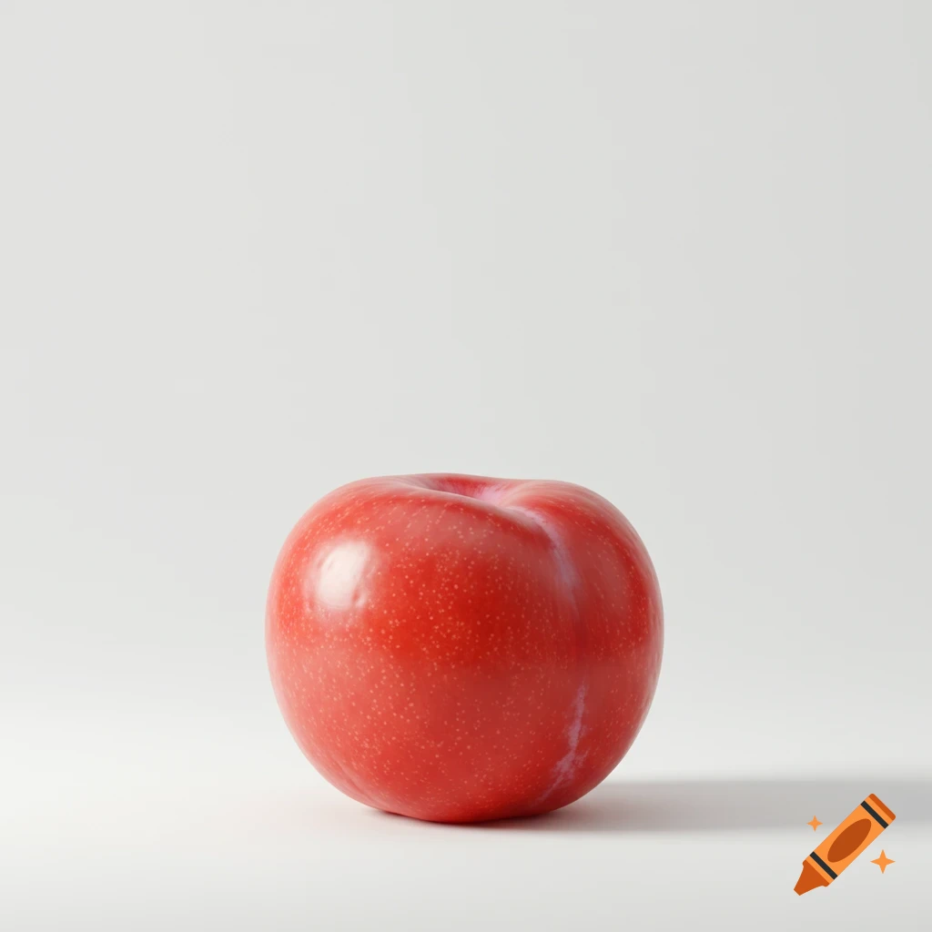 A single, glossy red plum sits centered on a clean white background.