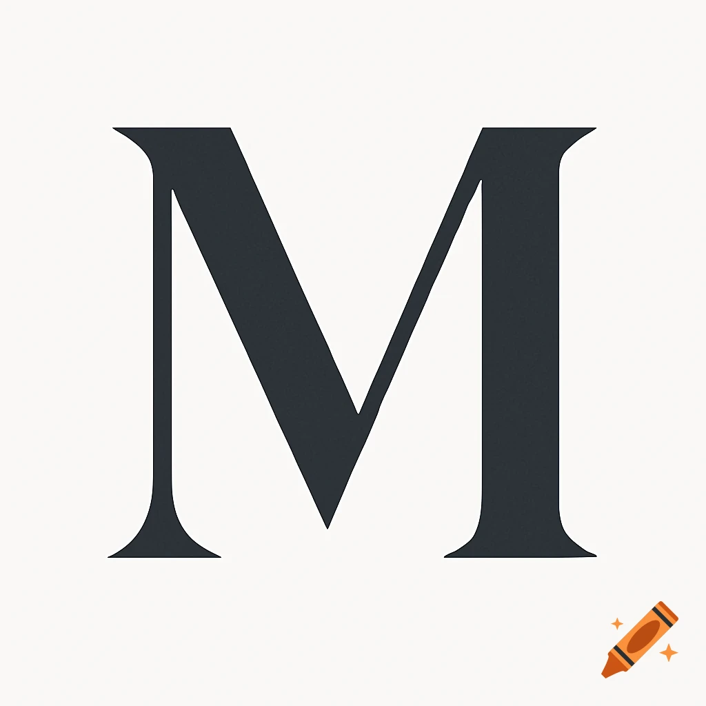 A minimalist dark gray serif letter M on a light background.