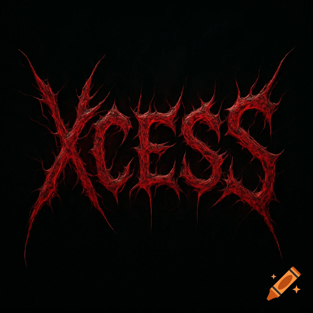 A spiky, blood-red deathcore band logo spelling XCESS against a solid black background.