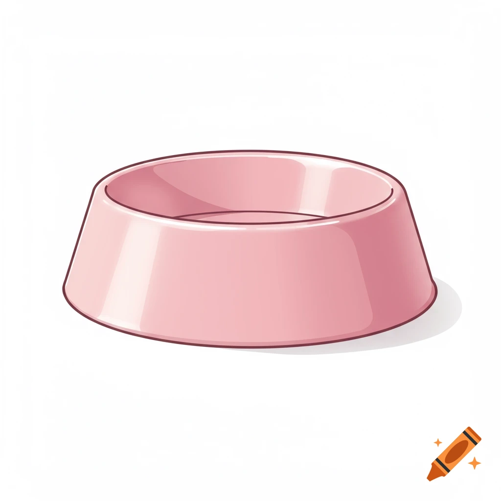 A simple pink dog food bowl illustration on a white background.