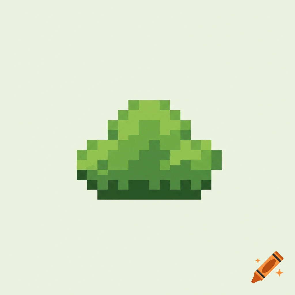 A pixel art bush on a light background.