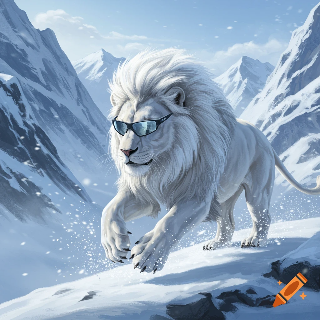 White Lion Sitting With Its Right Arm Up created on Craiyon, image size:1024x1024